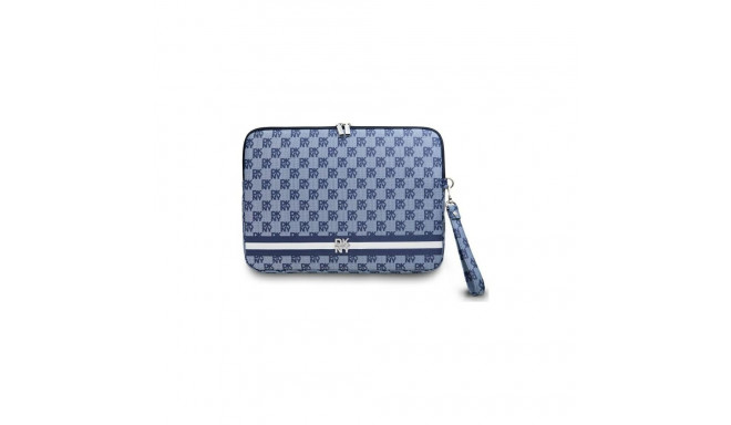 DKNY Sleeve Checkered Pattern Printed Stripes 14" Laptop Case - Blue