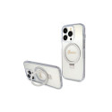 Guess Ring Stand Script Glitter MagSafe case for iPhone 15 Pro - transparent