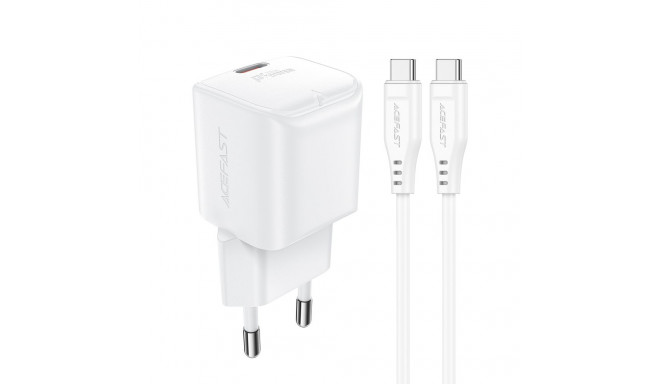 Acefast A73 Mini PD 20W GaN wall charger + USB-C cable - white
