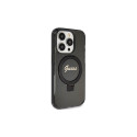 Guess Ring Stand Script Glitter MagSafe case for iPhone 15 Pro Max - black