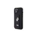 Karl Lagerfeld Gripstand Saffiano Karl&Choupette Pins case for iPhone 15 - black