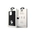Karl Lagerfeld Silicone Choupette Metal Pin case for iPhone 15 Pro Max - black