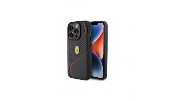Ferrari Twist Metal Logo case for iPhone 15 Pro - black