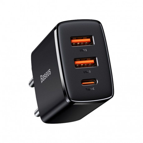 Baseus CCXJ-E01 laadija 2x USB-A 1x USB-C 3 A (BSU2897BLK)