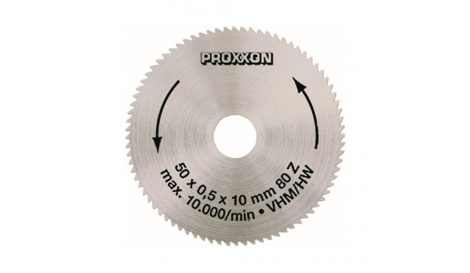 Proxxon 28011 solid carbide circular saw blade – 50 mm diameter, 80 fine teeth, 0.5 mm thickness, re