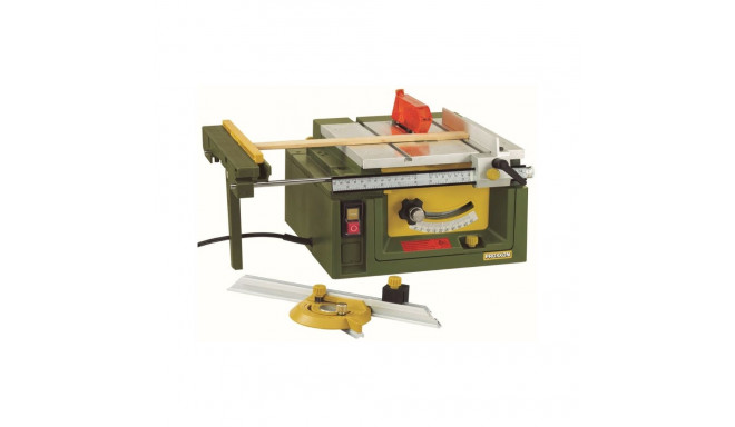 Proxxon FET 27070 benchtop table saw – 200W, 7000 rpm, 300x300 mm aluminum table, tungsten-tipped bl