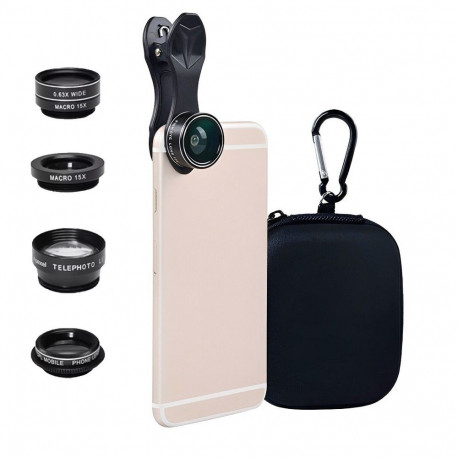 Mobile Phone Lens - Apexel APL-DG5H 5-in-1 Kit with Macro, Wide, Telephoto, Fisheye, CPL
