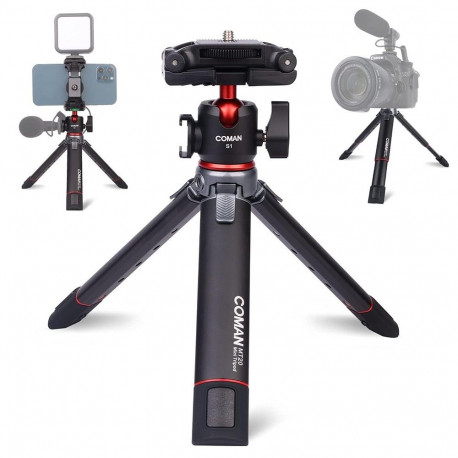 Tripod - Coman MT20S1 Compact Aluminum 2kg Capacity Adjustable Height 12-20.5cm