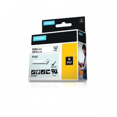 Label Tape - Dymo Schriftband 18443 Vinyl Black White