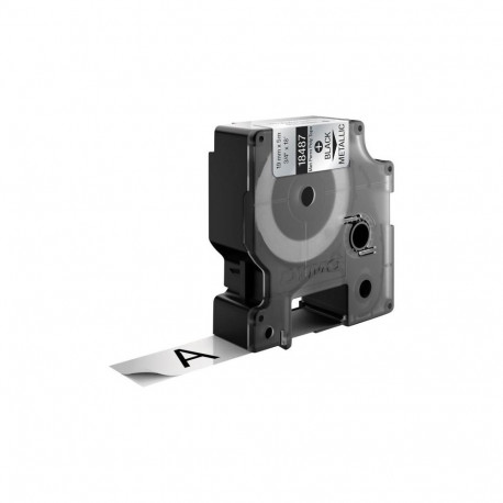 Label Tape - Dymo Schriftband Vinyl 18487 Permanent Adhesive Metallic Black