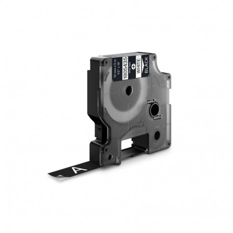 Label Tape - Dymo Vinyl White Black Indoor/Outdoor Use
