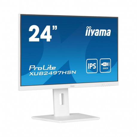 Monitor - iiyama XUB2497HSN-W2, USB-C Dock, Height Adjustable, Built-in Speakers, White