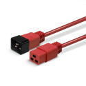2m C20 to C19 Mains Extension Cable, red IEC C20 Connector to IEC C19 Connector