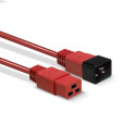 1m C20 to C19 Mains Extension Cable, red IEC C20 Connector to IEC C19 Connector