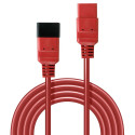 1m C20 to C19 Mains Extension Cable, red IEC C20 Connector to IEC C19 Connector