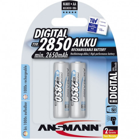 1x2 Ansmann NiMH laetav aku 2850 Mignon AA 2650 mAh DIGITAL