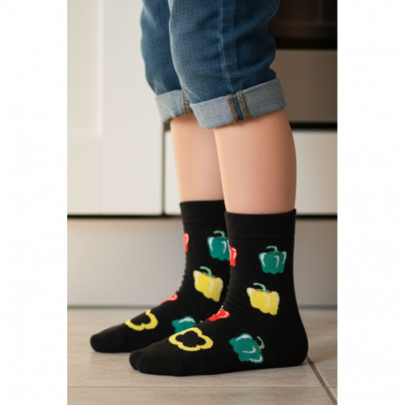 SOKISAHTEL RYDER musta värvi paprikatega sokid lastele 443