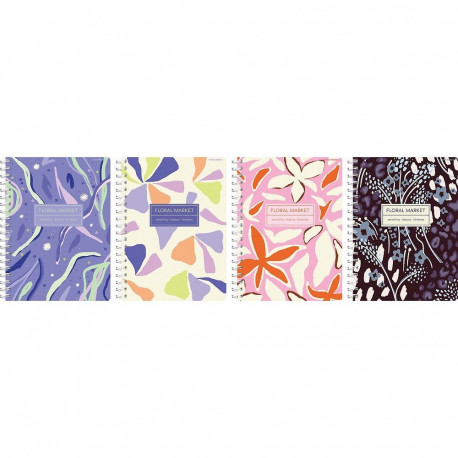 Kaustik A5 80l, 5x5 ruut, spiraalköide, Floradelic, assortii, TOP-2000