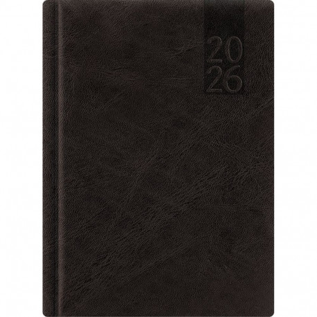 Raamatkalender A5 NÄDAL, must, vertikaal, kõvaköide, kunstnahast kaantega 2026a.