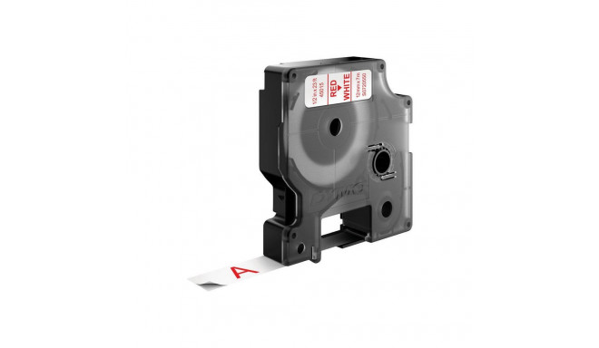 Kleepkirjalint Dymo 12mm, punane/valgel D1 Tape 45015 White/Red 7m