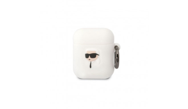 Karl Lagerfeld Apple Airpods 1/2 3D Logo NFT Karl Head Silicone Case White