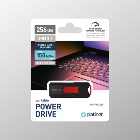 PLATINET PORTABLE POWER DRIVE USB 3.2 UP TO 150MB/s 256GB BLACK [46155]