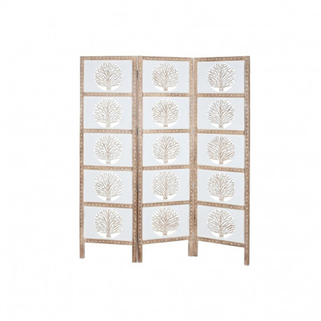 Folding screen Home ESPRIT White Natural Mango wood MDF Wood 153 X 2,3 X 182 CM