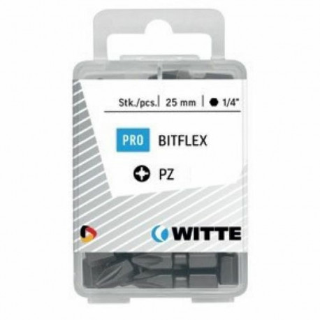 Bit set WITTE PZ 2 BITFLEX Pozidriv PZ2 25 Units 25 Pieces