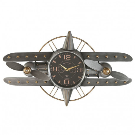 Wall Clock Home ESPRIT Golden Silver Metal Aeroplane Vintage 77,5 x 15 x 46 cm