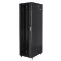 RACK CABINET 19" FREE-STANDING 47U/800X1000 (FLAT PACK) WITH GLASS DOOR BLACK LANBERG