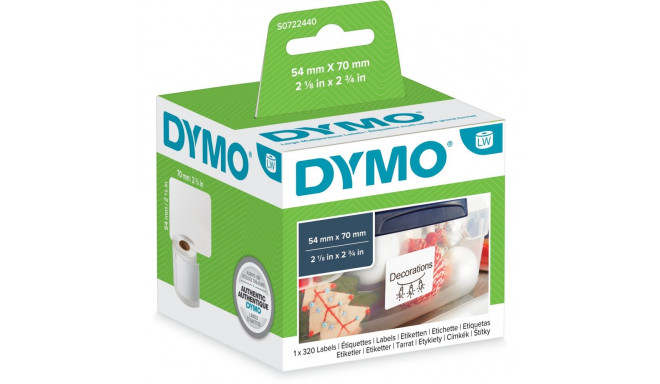 Dymo LabelWriter ORIGINAL multi-purpose labels 54x70mm, 1 roll with 320 labels (white, permanent adh