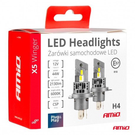 Led pirnid 2tk H4 LED esituled  6000K 44