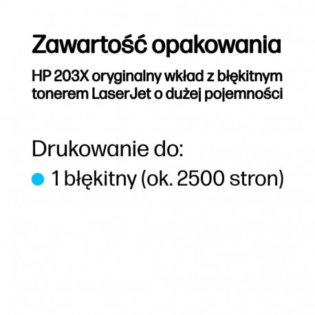 HP toonerkassett 203X originaal kõrge tootlikkusega, tsüaan