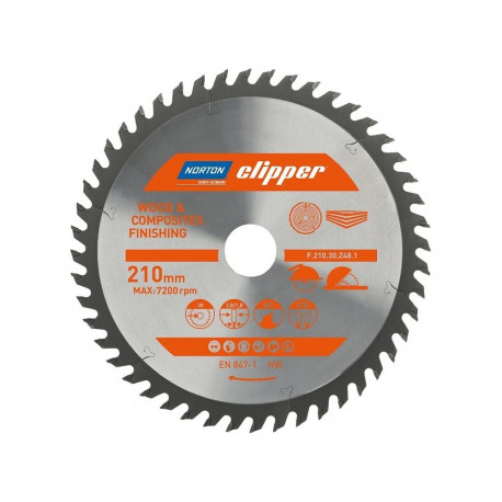 Norton Clipper NORTON CIRCULAR SAW 210mm x 30mm x 48z WOOD & COMPOSITES ATB (2.8 / 1.8) N70184608097