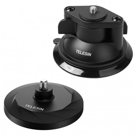 Camera Mount - Telesin MAG-003 Suction Cup & Magnetic Base with 1/4" Thread