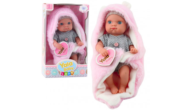 Lalka Bobas W Szarej Piżamce Z Kocykiem Króliczkiem Różowy 23cm