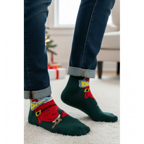 SOKISAHTEL LINNAR rohelised jõuluvanaga sokid 446