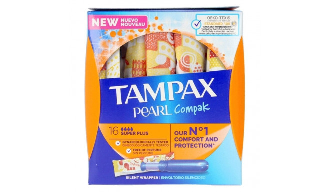 Super Plus Tampon Pearl Compak Tampax Tampax Pearl Compak 16 Units