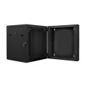 RACK CABINET 19" DOUBLE-SECTION WALL-MOUNT 12U/600X600 (FLAT PACK) BLACK LANBERG