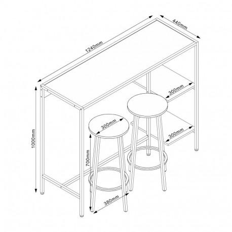 Bar set HEDVIG table and 2 bar stools, ash/black