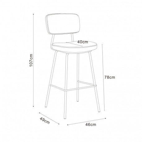 Bar chair KEIU 46x49xH107cm, light beige corduroy
