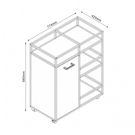 Cabinet with shelves HEDVIG 77,4x42xH94cm, ash/black