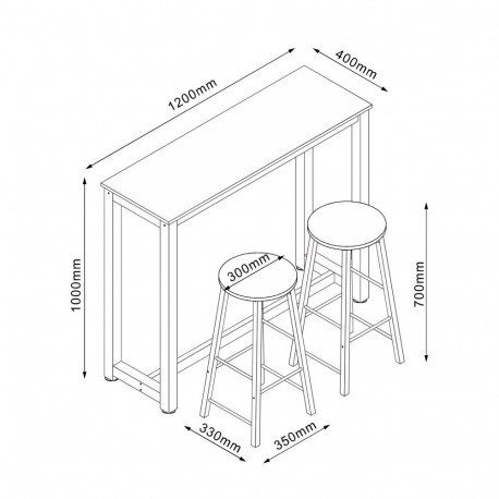 Bar set SANCIA oak/brown