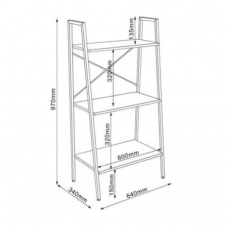 Riiul SANCIA 64x34xH97cm, tamm/pruun