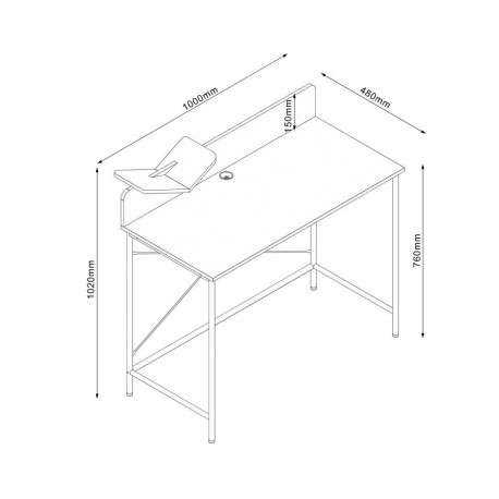 Desk HEDVIG 100x49,5xH102cm, ash/black