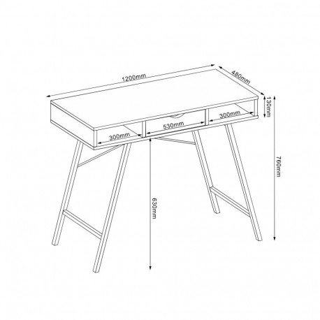 Kirjutuslaud STUDY 120x48xH76cm, tamm/pruun