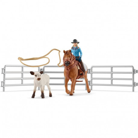 Farm World Team Roping mit Cowgirl
