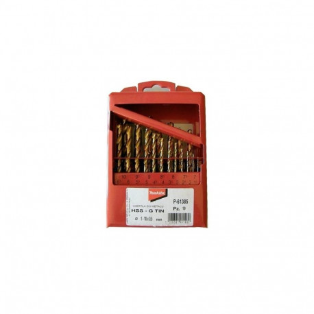 TITANIUM DRILL BIT SET HSS-G TIN 19pcs 1-10mm