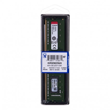 Kingston Technology KVR32N22S6/8 mälumoodul 8 GB 1 x 8 GB DDR4 3200 MHz