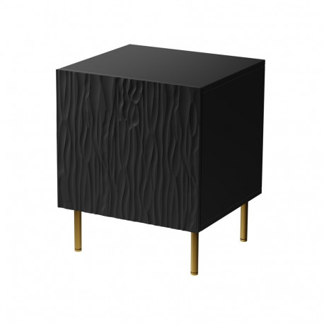 Bedside table 2 pcs. JUNGLE 53.5x40.5x44 black matt + golden legs